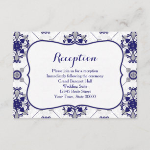 Invitation Réception élégante de motif de médaillon bleu roya