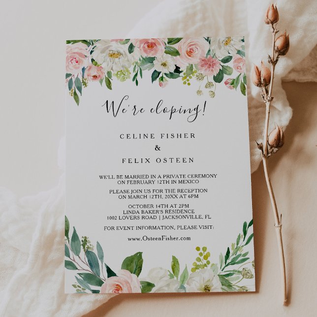Invitation Réception Élégante Floral Elopement (Créateur téléchargé)