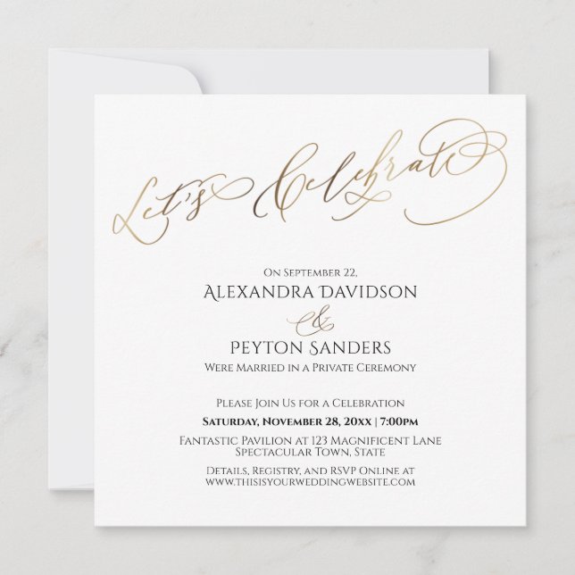 Invitation Réception élégante pour célébrer en calligraphie d (Devant)