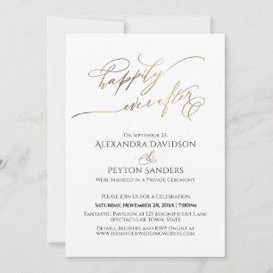 Invitation Réception élégante "Pour toujours heureux" en écri