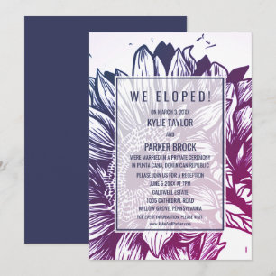 Invitation Réception Elopement de Sunflowers Ombre bleu & vio