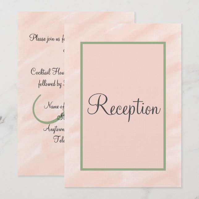 Invitation Réception en aquarelle vert monogramme (Devant / Derrière)