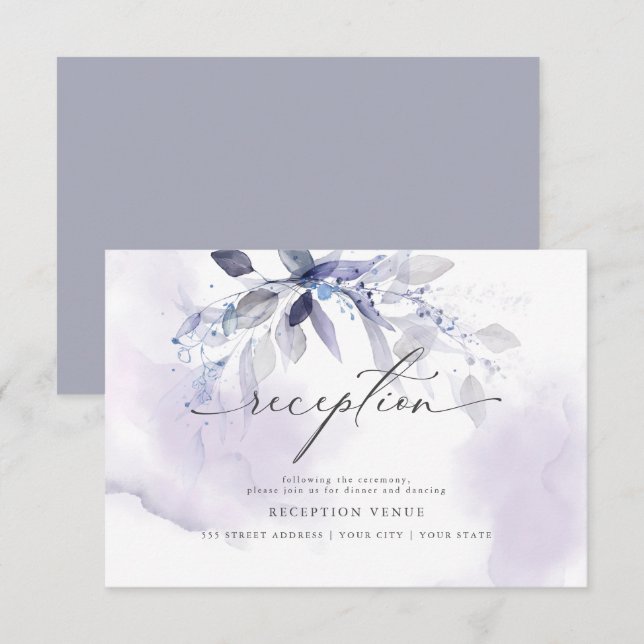 Invitation Réception en aquarelle violet rustique (Devant / Derrière)