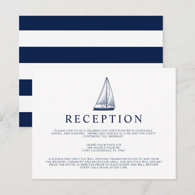 Invitation Réception En Voilier De Style Nautique (Devant / Derrière)