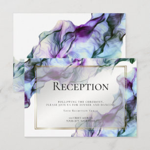 Invitation RÉCEPTION   Encre Aquarelle Abstraite Sarcelle Ind