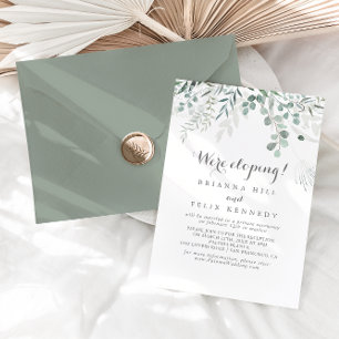 Invitation Réception Eucalyptus Elopement Vert Minimaliste