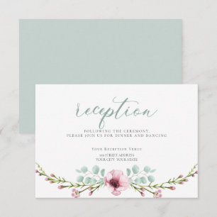 Invitation RÉCEPTION Fleurs et feuillage d'anémones roses