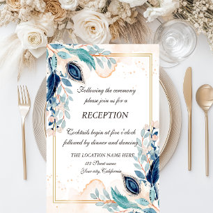 Invitation Réception florale au paon à l'aquarelle