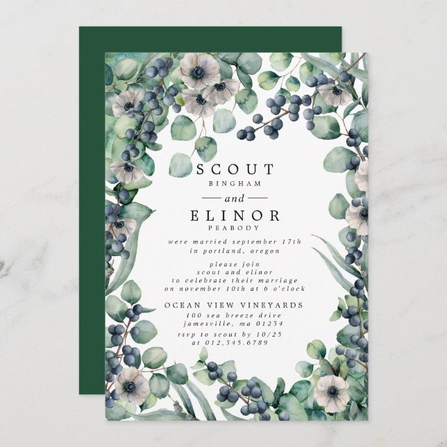 Invitation Réception Florale Rustique Blanche (Devant / Derrière)