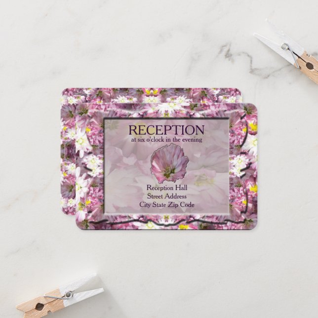 Invitation Réception Florale Victorian Mauve (Devant/Arrière en situation)