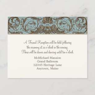 Invitation Réception Formelle vintage France Or Lace Baroque