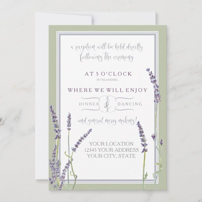 Invitation Réception French Lavender Floral Moderne Typograph (Devant)