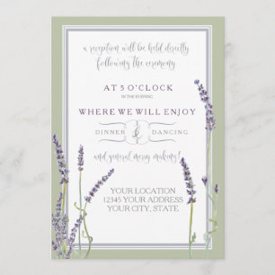 Invitation Réception French Lavender Floral Moderne Typograph