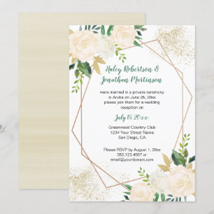 Invitation Réception géométrique des Roses Crème White Gold u