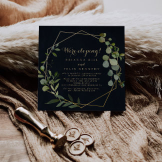 Invitation Réception Géométrique Gold Blue Green Eloping