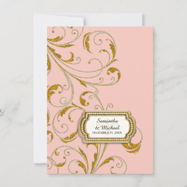 Invitation Réception Glam Old Hollywood Regency Cravate noire (Devant)