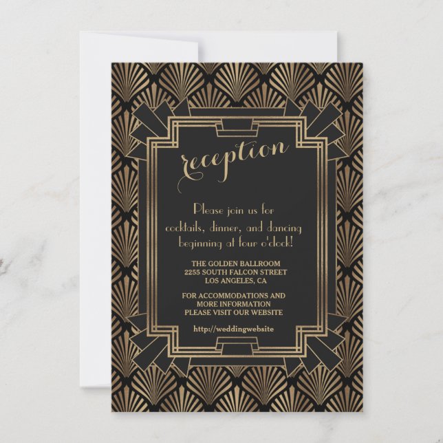 Invitation Réception Glam Roaring 20's Gatsby 1920 (Devant)