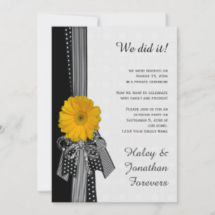 Invitation Réception Jaune Daisée Noir Blanc Damas Uniquement