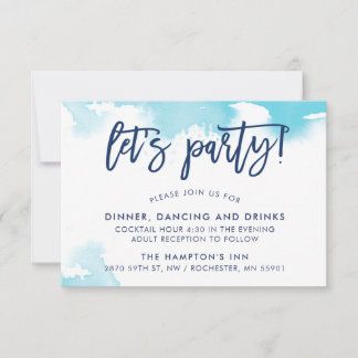 Invitation RECEPTION jolie lettre manuscrite aquarelle bleu a