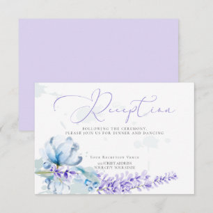 Invitation RÉCEPTION   Lavande d'aquarelle -bleu-poussiéreux 