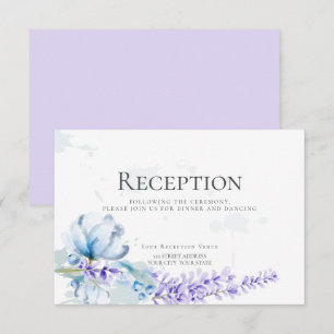 Invitation RÉCEPTION   Lavande d'aquarelle -bleu-poussiéreux 