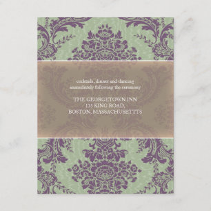 Invitation Réception Mariage damassé Élégante Mint Purple