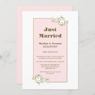 Invitation Réception Mariée Gold Frame rose Mariage