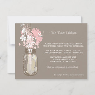 Invitation Réception Mason Jar & Fleurs sauvages