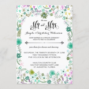 Invitation Réception Mini Fleurs Seulement Après Mariage Invi