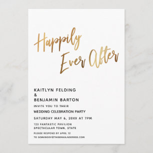 Invitation Réception minimale de script en or pour vivre heur