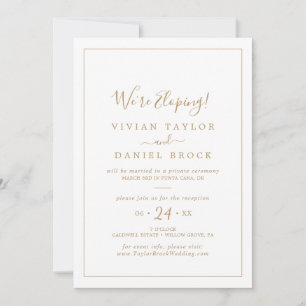 Invitation Réception minimaliste Gold Elopement