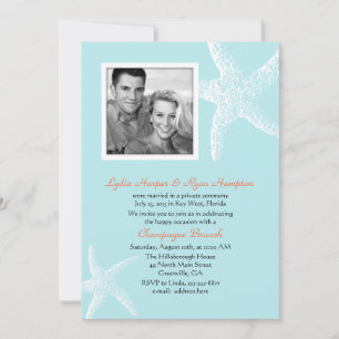 Invitation Réception Modèle photo Starfish Bleu Clair Uniquem