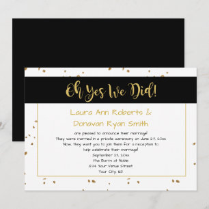 Invitation Réception moderne Black White Gold Sparkings