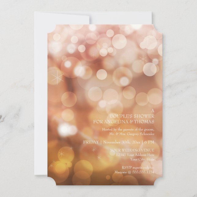Invitation Réception moderne Bokeh Sparkle Twinkle Couples Do (Devant)