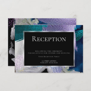 Invitation Réception Moderne Faux Metallic Turquoise Violet