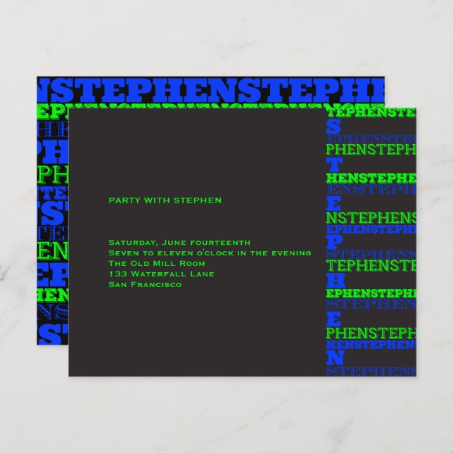 Invitation Réception moderne fraîche Stephen de Mitzvah de (Devant / Derrière)
