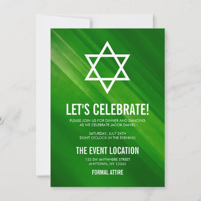 Invitation Réception Moderne Green Grunge Bar Mitzvah (Devant)
