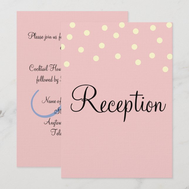 Invitation Réception Monogramme Bleu Rose (Devant / Derrière)
