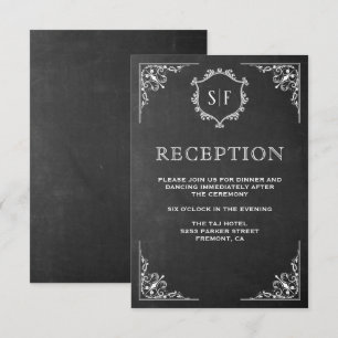Invitation Réception Monogramme Organisée en tableau noir