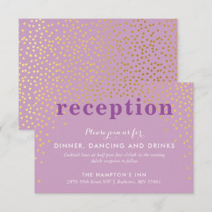 Invitation RÉCEPTION PARTIE rustique chic or confetti violet