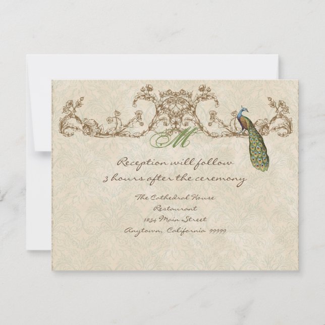Invitation Réception Peacock & Etchings vintage (Devant)