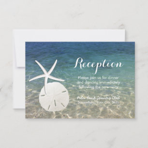 Invitation Réception-Plage Mariage Starfish & Sand Dollar