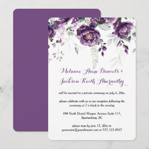 Invitation Réception pour pivoines violettes foncées uniqueme
