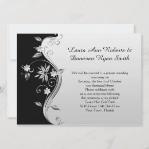 Invitation Réception seulement avec fleurs florales noires et