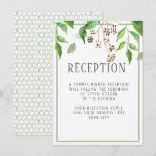 Invitation Réception Simple Moderne Feuille Verdure Hexagon