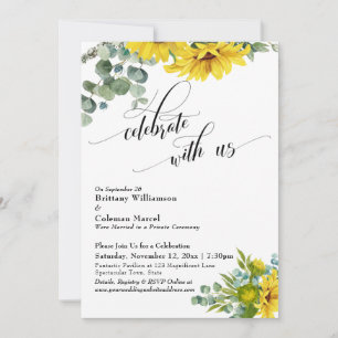 Invitation Réception Tournesol Eucalyptus Célébrez avec nous