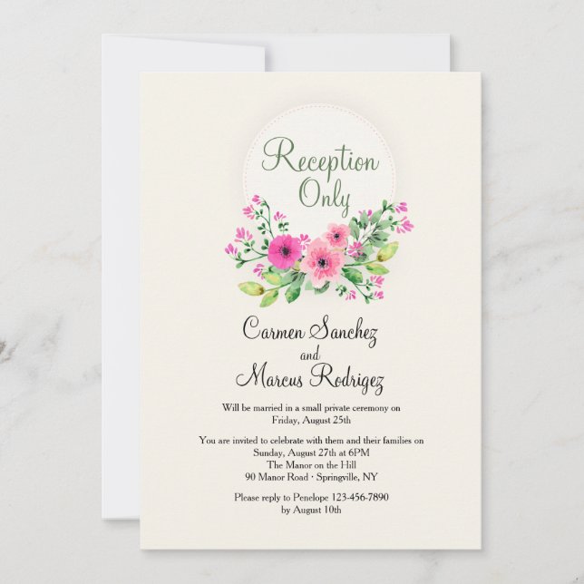 Invitation Réception uniquement (Devant)