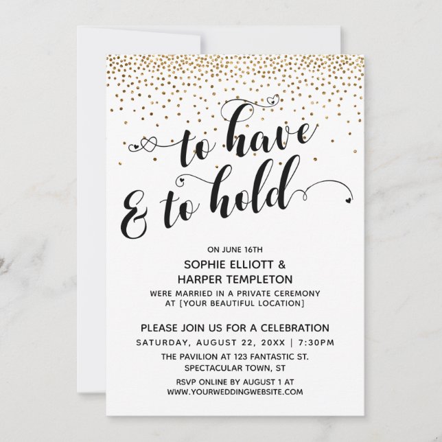 Invitation Réception uniquement de To Have and To Hold Confet (Devant)