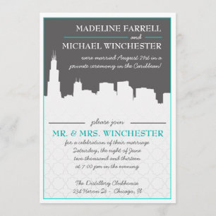 Invitation Réception uniquement Urban Chicago Skyline Mariage