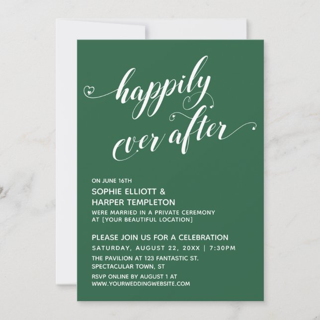 Invitation Réception verte du scénario Cœurs heureux à tout j (Devant)